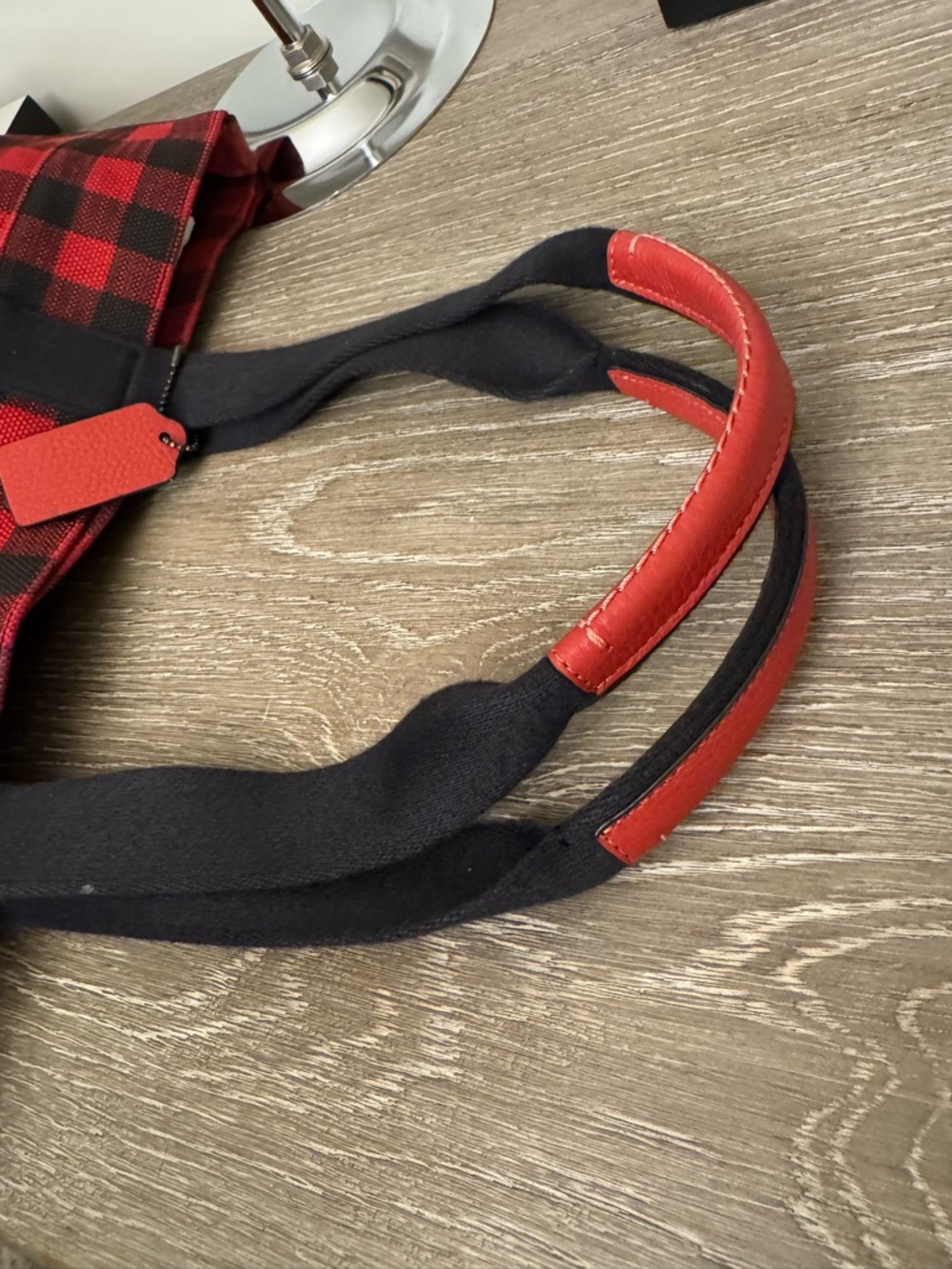 Coach Red and Black Buffalo Plaid Canvas Tote - Picture 14 of 14